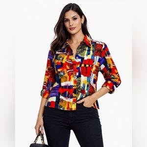 Kaktus Multicolor Abstract Button Down Shirt